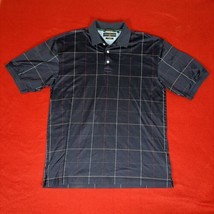 Tommy Hilfiger Shirt Mens Large Navy Blue Plaid Polo Short Sleeve Casual Adult - $14.70