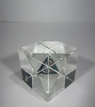 Steuben Signed Prism Crystal Cube Paperweight 1991  Engraved 3”x3” Gorgeous READ - £76.67 GBP