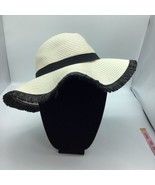 Floppy Straw White Wide Brim Sun Hat Women&#39;s One Size - £1,094.28 GBP