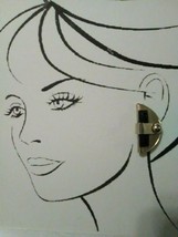 Vintage Fashion Clip Earrings Golden Demilune Moderne Industrial Look W/ Black - £25.11 GBP