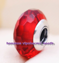 925 Sterling Silver Handmade Moments Fascinating Red Faceted Murano Glas... - $6.60