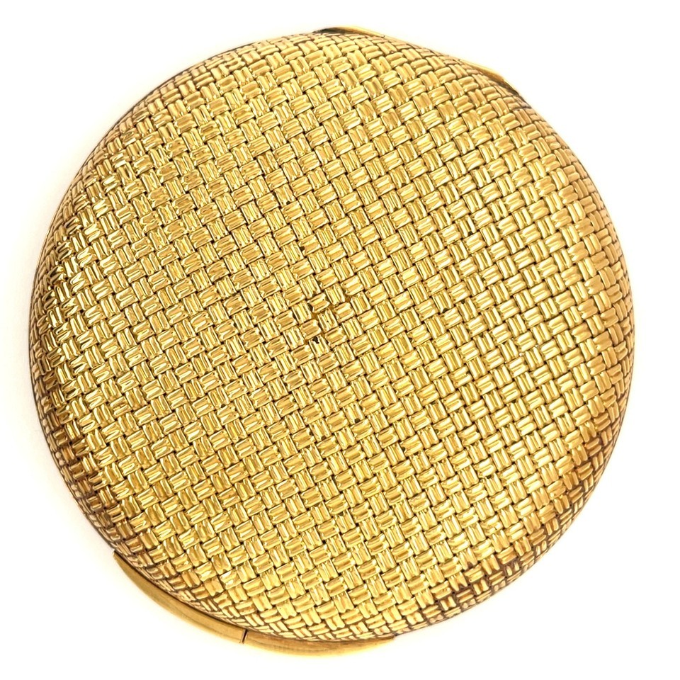 Van Cleef & Arpels Vintage 18k Yellow Gold Basketweave Compact Mirror Item image 6