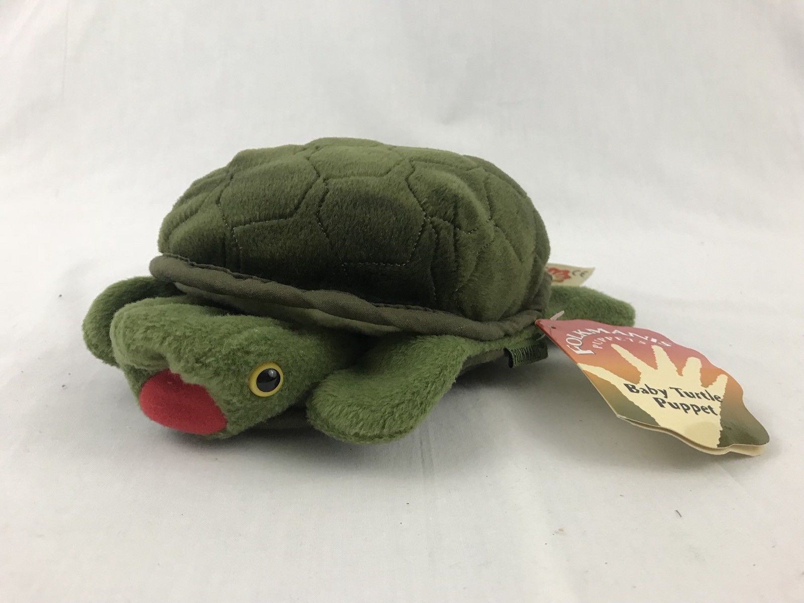 Folkmanis Baby Turtle Hand Puppet Green Plush 8" Stuffed Animal - £12.73 GBP