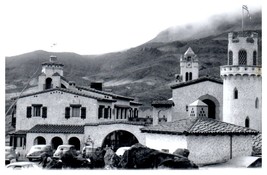 Scottys Castle Death Valley Exterior with Old Cars 1941 RPPC Postcard Repro - £7.87 GBP