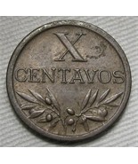 1944 Portugal 10 Centavos NCH UNC Brown Coin AE572 - £34.64 GBP