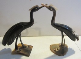 Vintage  Hand Carved  Horn Egret  Crane Figurine Sculpture - $57.00