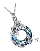 Sunflower Urn Necklace for Ashes 925 Sterling Silver - £125.56 GBP