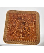 Vtg Pier 1 Rattan Tile Trivet Embossed Floral Design Hot Plate Boho Kitc... - $292.31 MXN