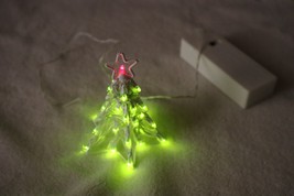 Christmas Village Lighted White Wire Tree Holiday Decor LEMAX Green Ligh... - $14.24