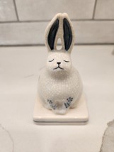 Rare Rabbit Incense Burner Nippon Kodo Japan, Holder, Bunny Blue Crackle Pottery - $35.00