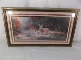 LOCAL PICKUP Majestic Buck in a River Landscape Painting elegant designed frame - £25.77 GBP