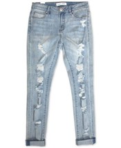 Almost Famous Juniors Destructed Double Roll Skinny Jeans Color Blue Size 0 - £23.80 GBP