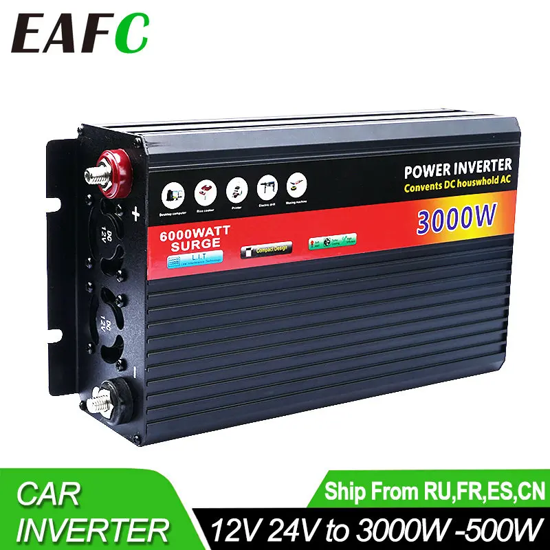 EAFC Car Power Inverter 12v 24V 220v Car Voltage Converter 500W 1000W 2000W - £33.27 GBP+