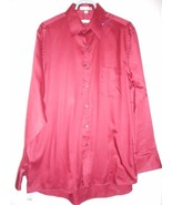 Geoffrey Beene Mens Burgundy Dress Shirt Sz 16 34/35 L Cotton blend wrin... - $371.81 MXN