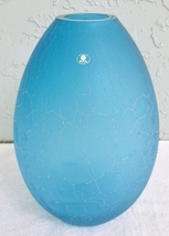 Large Barovier &amp; Toso Teal Turquoise Blue 13.5&quot; Tall Crackle Glass Vase ... - £199.37 GBP