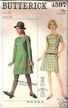 Butterick 4597 Misses' One-Piece Dress Size 10 - $2.00