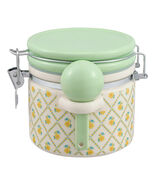 Pioneer Woman Medium Canister Spoon Lid Green Yellow Floral 6.1-in Stone... - $32.31