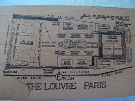 Vtg Stampa Rosa The Louvre Paris Map Plan Wood Mount Rubber Stamp M 59-344 20000 - £14.21 GBP