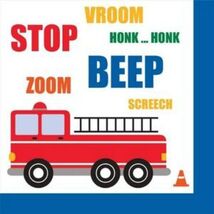 Traffic Jam Luncheon Napkins (16) - Fire Engine Truck Birthday Party Sup... - $1.86
