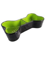 Rae Dunn Artisan Collection Brew &amp; Gruel Bone-Shaped Divided Dog Bowl Fo... - $33.00 CAD