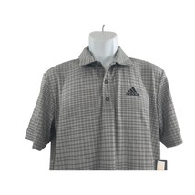 Men&#39;s adidas grey plaid Golf Polo UPF 50 Size S New - $29.69