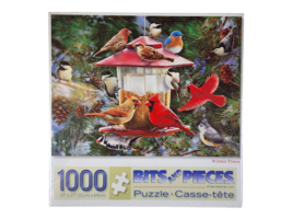 Bits and Pieces - 1000 Piece Jigsaw Puzzle 20" x 27" - Winter Pines Bird Feeder - $20.76