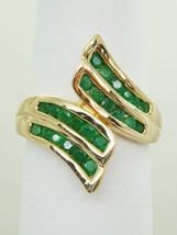 Genuine 1.20ct tw Emerald Ring 14k Yellow Gold Size 9.75 - £394.77 GBP