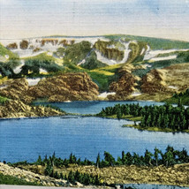 Twin Lakes Beartooth Mountains Vintage Postcard Linen Yellowstone Americana - £7.79 GBP