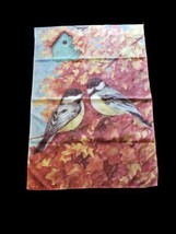 Vintage Kathy Tice Phillips Black Capped Chickadee Birds Large Outdoor Flag - $9.78