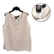 Nancy-K Women&#39;s 1X Plus Size Linen Blend Sleeveless Top Tank Blouse Embr... - $19.80