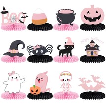 Pink Black Halloween Honeycomb Centerpieces Halloween Baby Shower Table Centerpi - £19.29 GBP