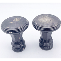 Vintage Set 2 Curtain Rod Finials Knobs Architectural Salvage Black 3.25... - $12.64
