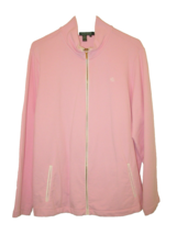 Ralph Lauren Womens 3X Pink Cotton Jacket Zip Sweatshirt w Logo, A+ - £27.37 GBP