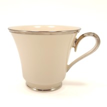 Lenox Solitaire Footed Cup 6oz Ivory Porcelain Platinum Trim Coffee Tea - £13.72 GBP
