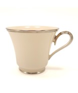Lenox Solitaire Footed Cup 6oz Ivory Porcelain Platinum Trim Coffee Tea - £13.76 GBP