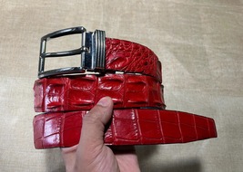Size 40&quot; Genuine Red Alligator Crocodile Skin Belt Width 1.5&quot; - $58.99
