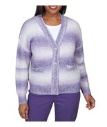 Alfred Dunner Women&#39;s Point of View Cardigan Sweater Ombre Flower Button... - $366.39 MXN
