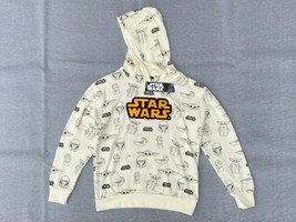 Disney Star Wars Boys M Beige Mandalorian Baby Yoda Grogu Kids Hoodie Sweatshirt - £11.89 GBP