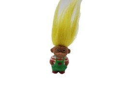 1990&#39;s MINI Troll Doll Yellow Hair Green Overalls &amp; Red Striped Shirt - £3.91 GBP