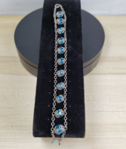 Vintage Sterling Silver Aquamarine Beaded with Spring Ring Clasp 7 1/4" ... - $58.07
