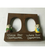 vintage retro world&#39;s best grandfather grandmother wood photo picture  f... - $33.07 CAD