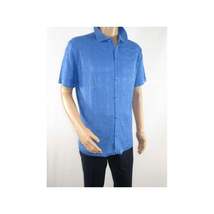Mens Stacy Adams Italian Style Knit Woven Shirt Short Sleeves 3128 Denim Blue image 6