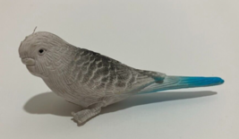 Parakeet Resin Bird Figure Long-tailed White Gray Feathers Blue Tail 3 inch - $8.88