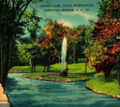 Geyser Park State Reservation Saratoga Springs New York NY Linen Postcard - £3.11 GBP