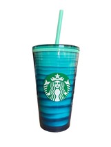 NWT Starbucks Tumbler in blue turquoise teal waves. 16 ounce Grande size - $24.31