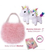 Perfectto Design Unicorn Mommy &amp; Baby in Pink Purse Stuffed Plush Set - €21,52 EUR