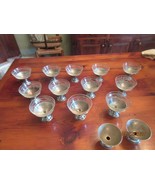 SET OF TWELVE VINTAGE ICE CREAM/SHERBERT PRESSED GLASS AND ALUMINUM DISHES - £47.59 GBP