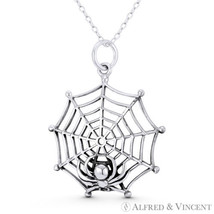 Black Widow Spider on Web Arachnid Animism Jewelry .925 Sterling Silver Pendant - £16.49 GBP+