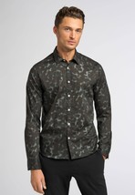 Good Man Brand Mens Button-Up Shirt Green Animal Print Long Sleeve Stret... - £29.21 GBP