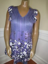 Lily by Firmiana Women&#39;s purple mini dress floral flutter sleeveless NWT L Large - £19.35 GBP